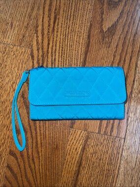 Vera Bradley Teal Quilted Wristlet Wallet with Wrist Strap